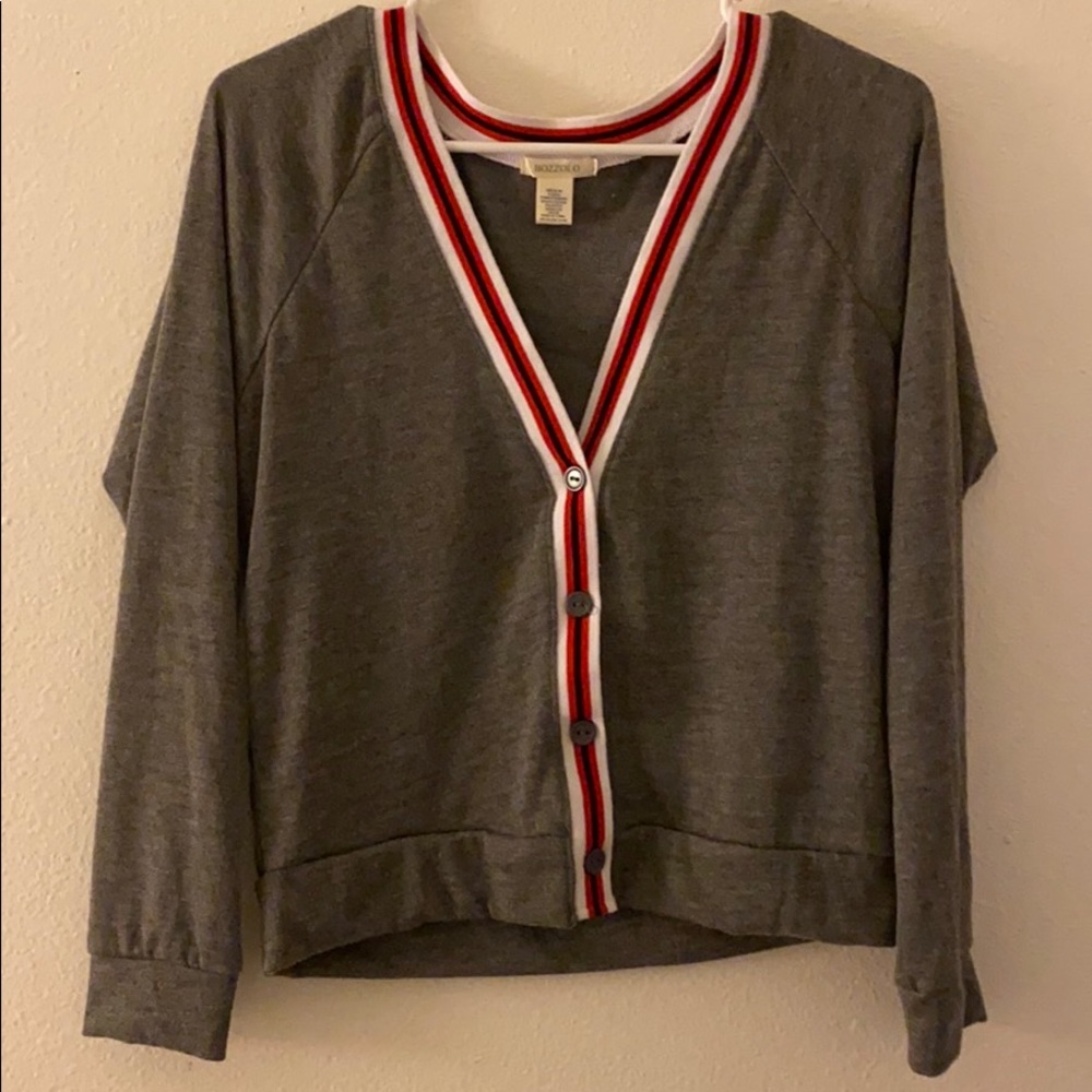 cropped long sleeve sweater striped collar